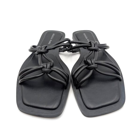 Azalea Wang Stetson Tubular Straps Knot Flat Sandals Women's Black Size US7 EU38 - Picture 2 of 11